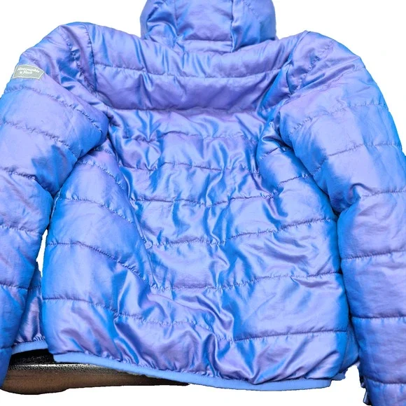 Abercrombie Kids Puffer Jacket Coat Sz 15/16 Blue with Hood Faux Fur Lining - Picture 11 of 11